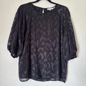 Calvin Klein Women’s Black Puff Sleeve Blouse, Size L